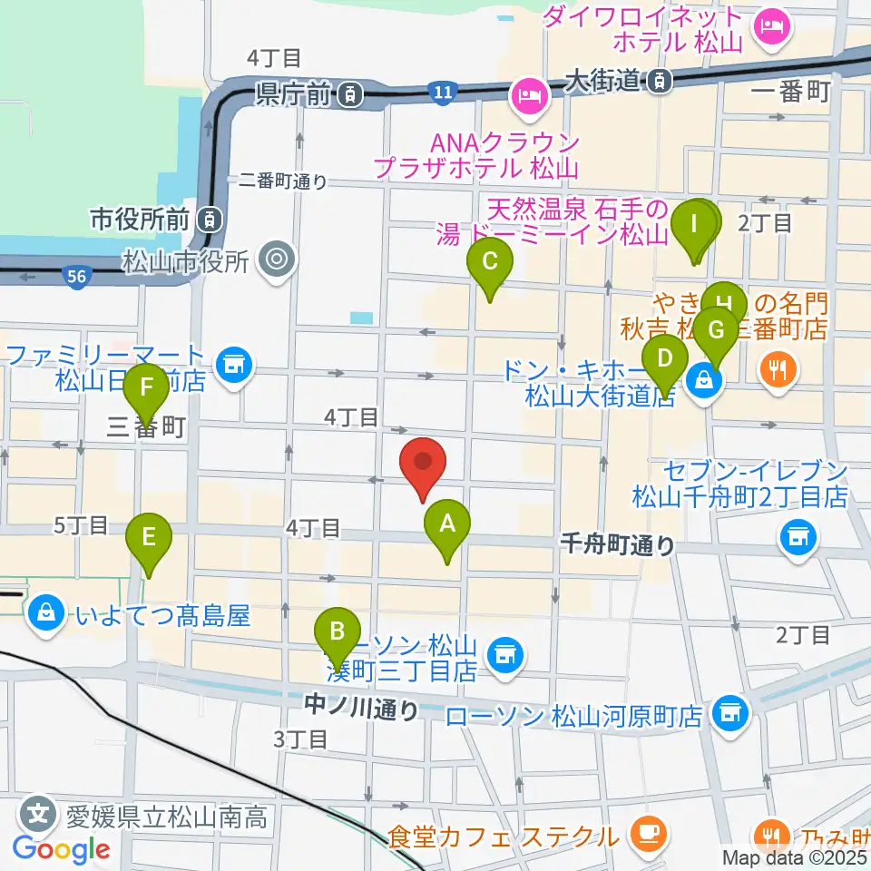 ヤマハミュージック 松山店周辺のホテル一覧地図