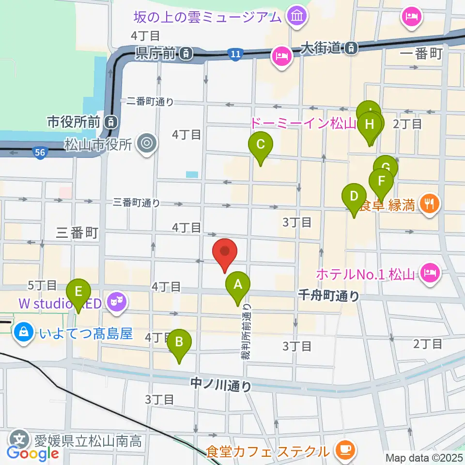 ヤマハミュージック 松山店周辺のホテル一覧地図