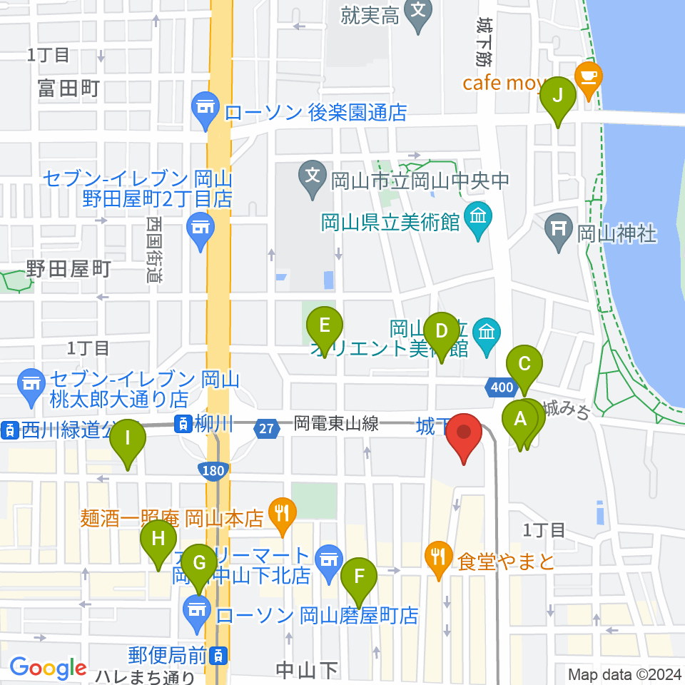 ヤマハミュージック 岡山店周辺のホテル一覧地図
