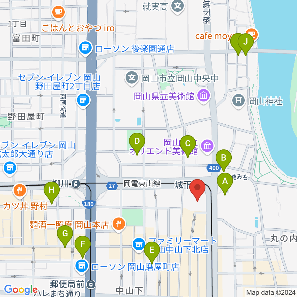 ヤマハミュージック 岡山店周辺のホテル一覧地図