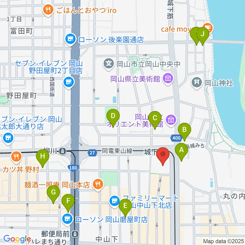 ヤマハミュージック 岡山店周辺のホテル一覧地図