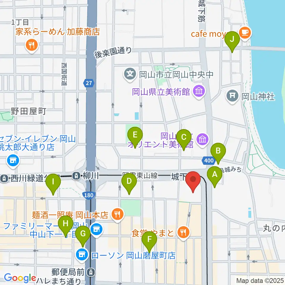 ヤマハミュージック 岡山店周辺のホテル一覧地図