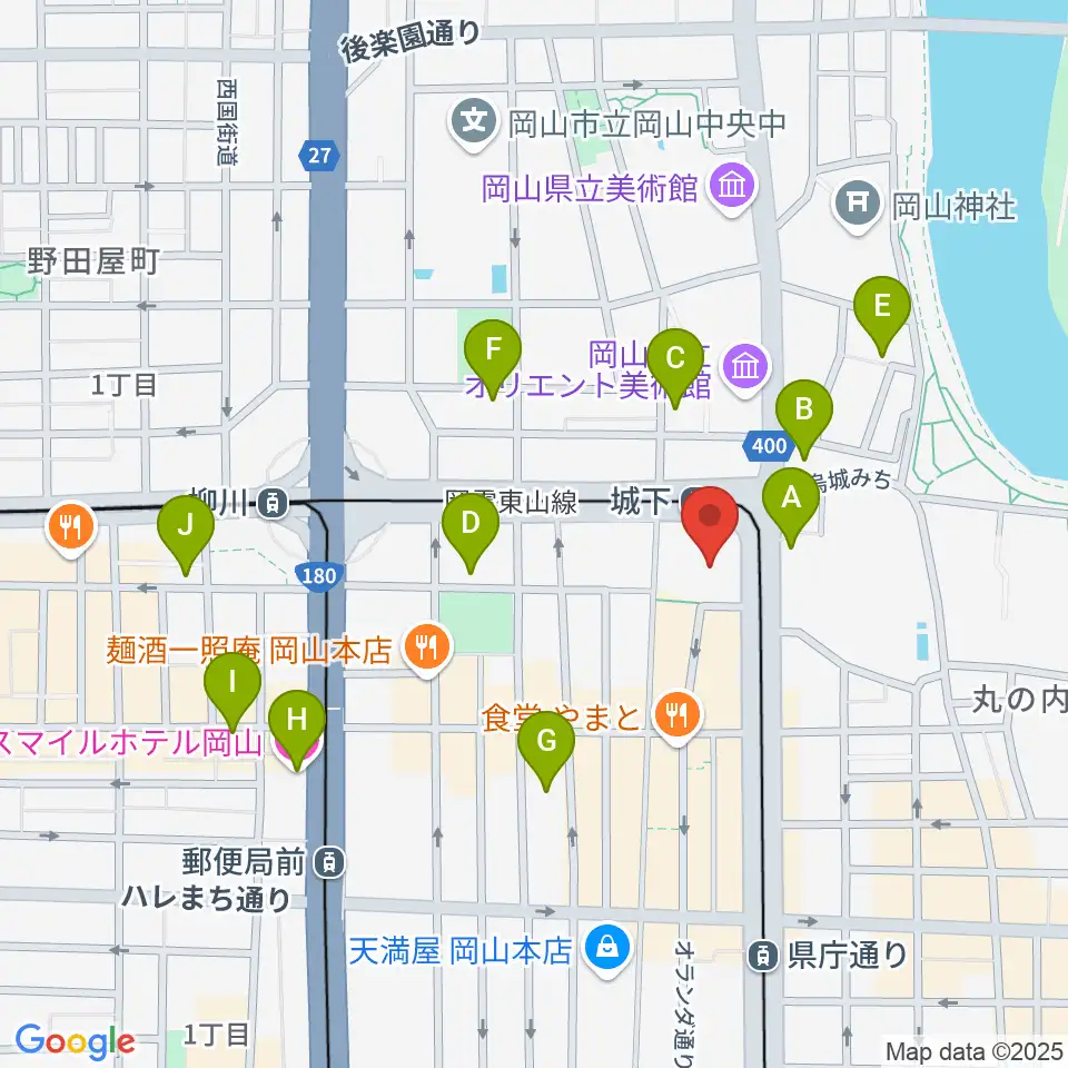 ヤマハミュージック 岡山店周辺のホテル一覧地図