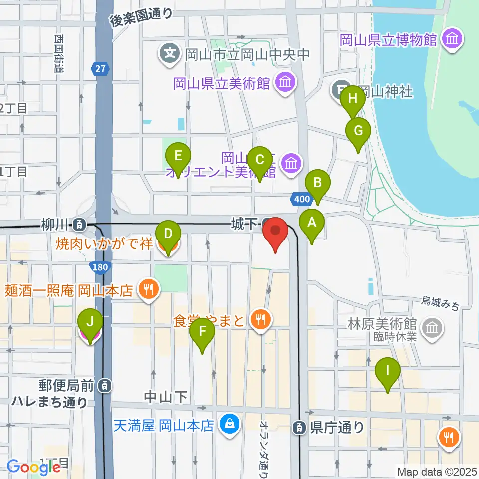 ヤマハミュージック 岡山店周辺のホテル一覧地図