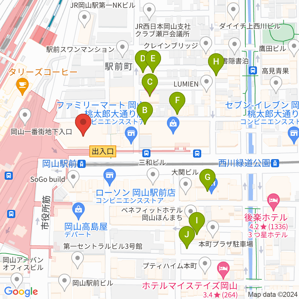 ミュージックアベニュー岡山周辺のホテル一覧地図