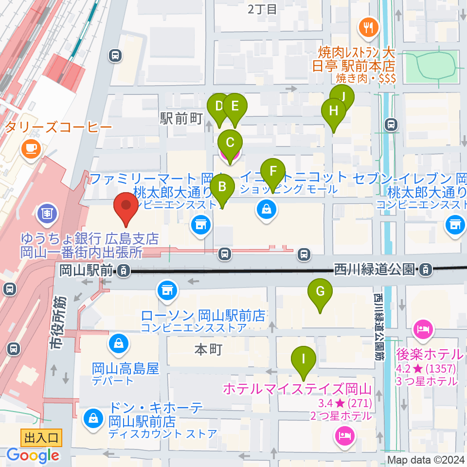 ミュージックアベニュー岡山周辺のホテル一覧地図