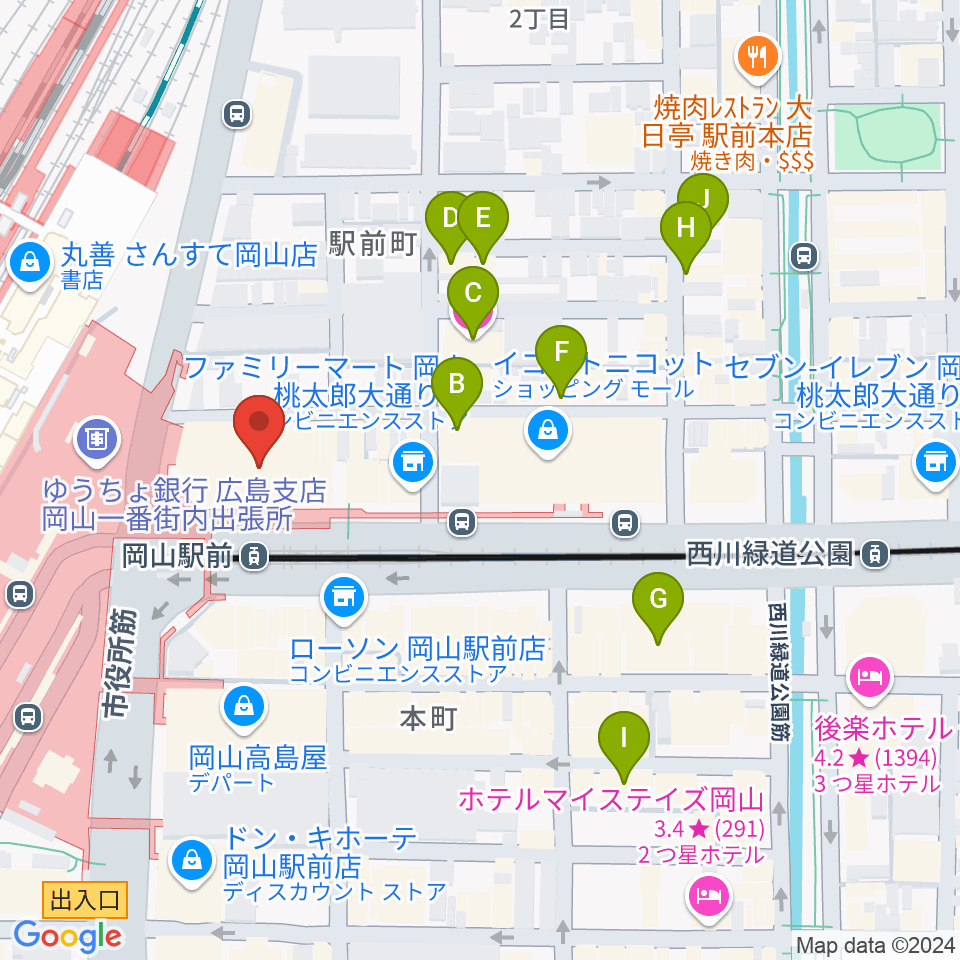 ミュージックアベニュー岡山周辺のホテル一覧地図