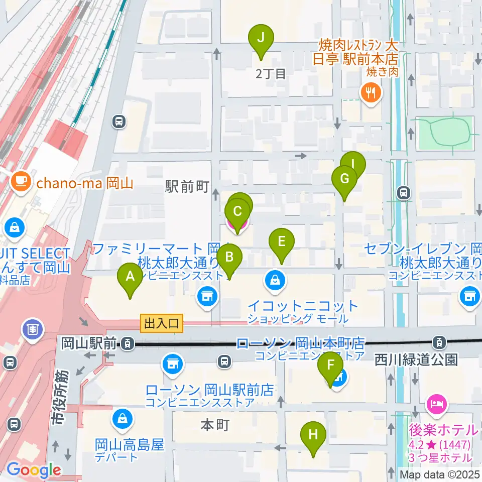 ミュージックアベニュー岡山周辺のホテル一覧地図