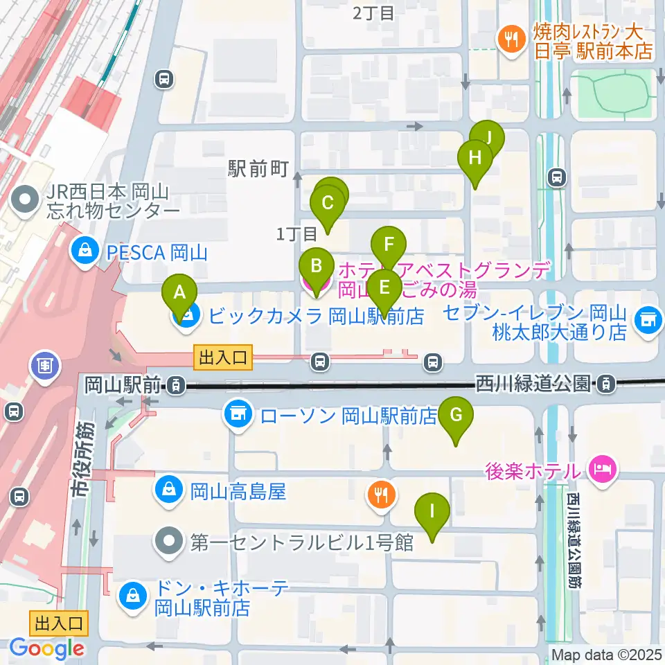 ミュージックアベニュー岡山周辺のホテル一覧地図