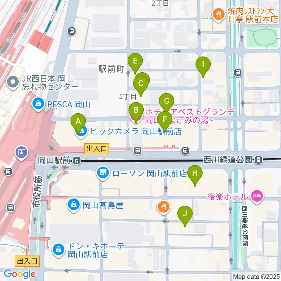 ミュージックアベニュー岡山周辺のホテル一覧地図