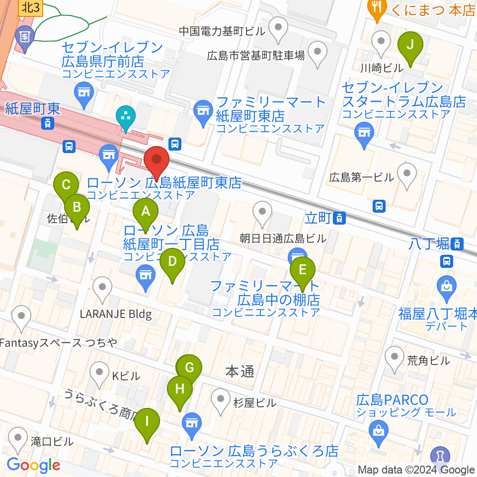 ヤマハミュージック 広島店周辺のホテル一覧地図