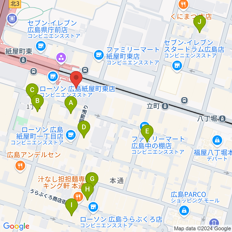 ヤマハミュージック 広島店周辺のホテル一覧地図