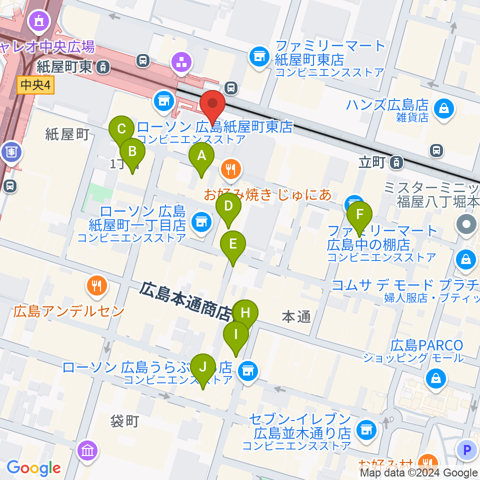 ヤマハミュージック 広島店周辺のホテル一覧地図