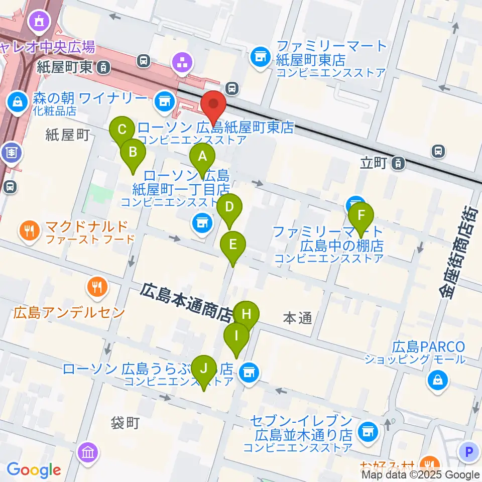 ヤマハミュージック 広島店周辺のホテル一覧地図