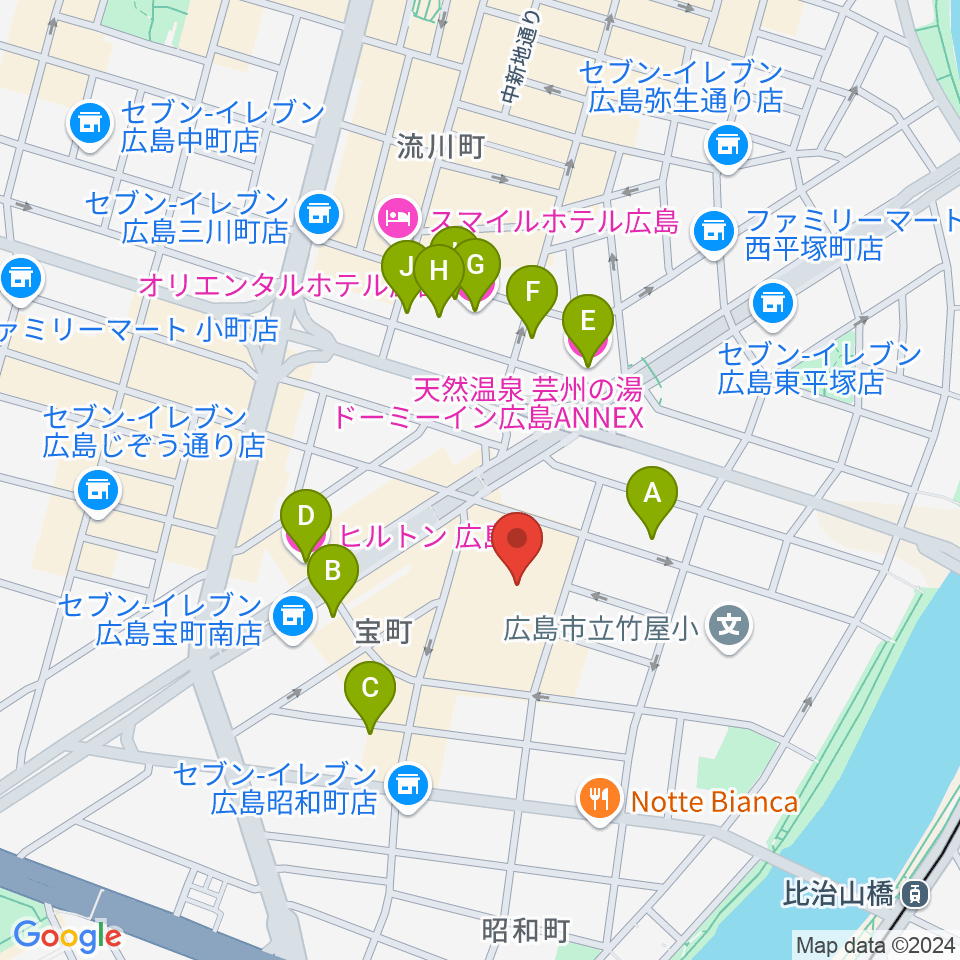 フジグラン広島センター ヤマハミュージック周辺のホテル一覧地図