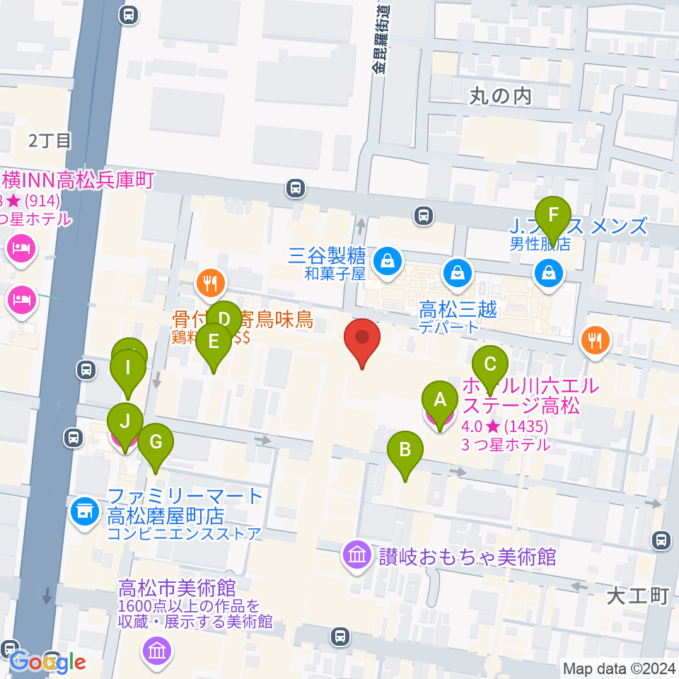 ヤマハミュージック 高松店周辺のホテル一覧地図