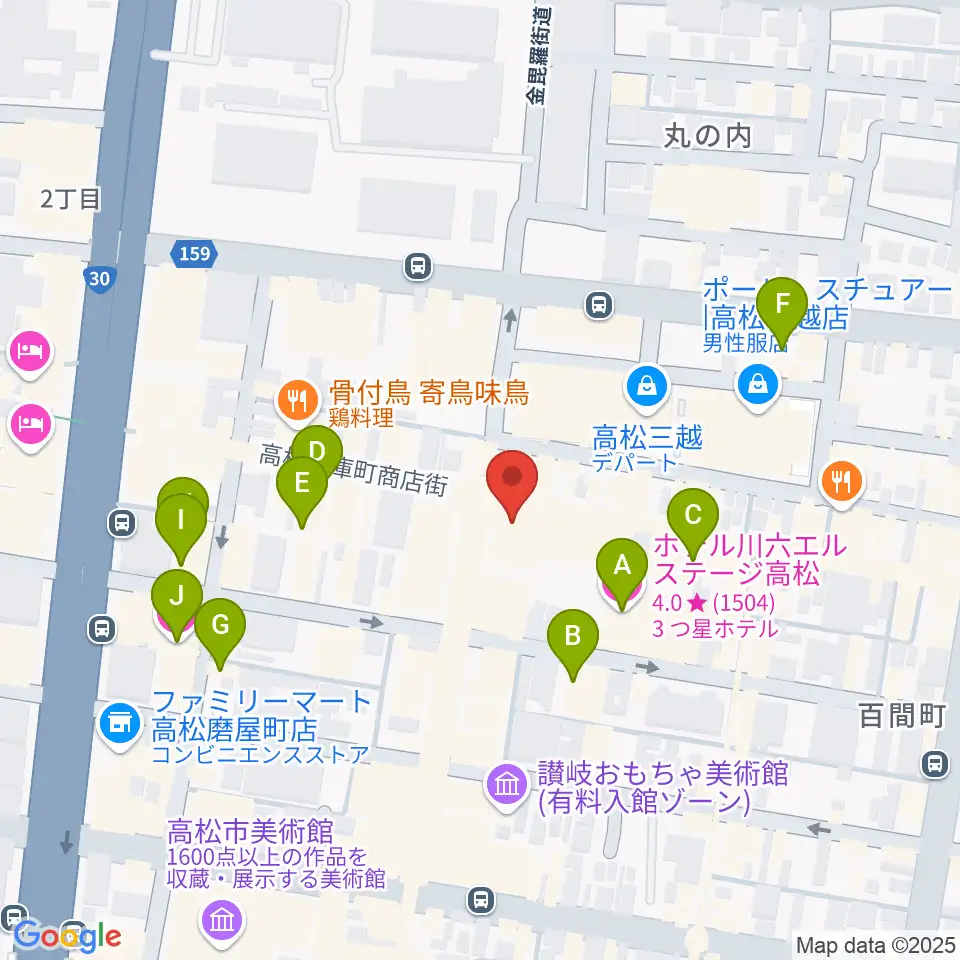 ヤマハミュージック 高松店周辺のホテル一覧地図