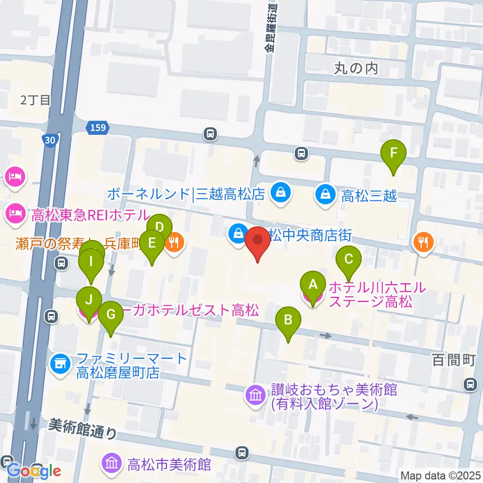 ヤマハミュージック 高松店周辺のホテル一覧地図