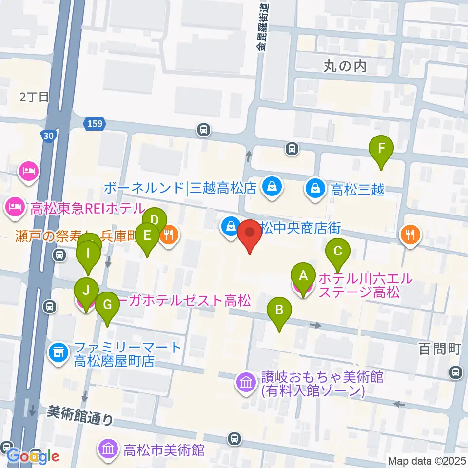 ヤマハミュージック 高松店周辺のホテル一覧地図