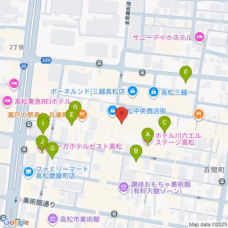 ヤマハミュージック 高松店周辺のホテル一覧地図