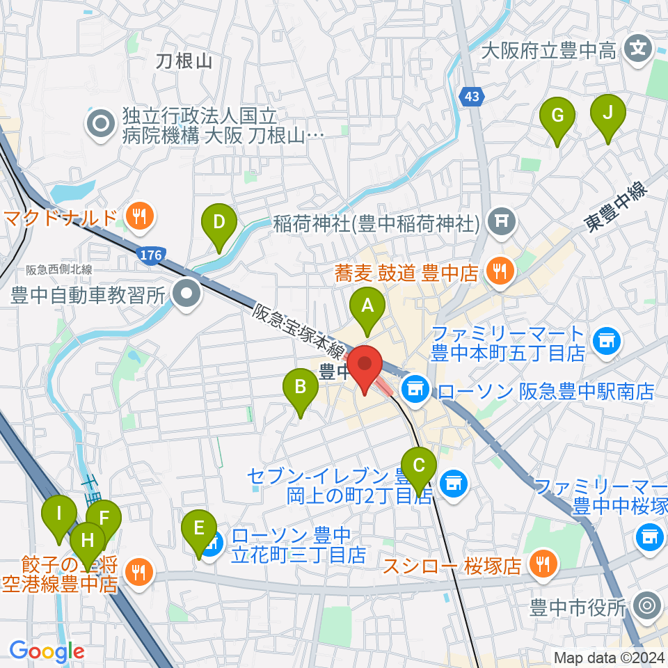 とよなか男女共同参画推進センターすてっぷ周辺のホテル一覧地図