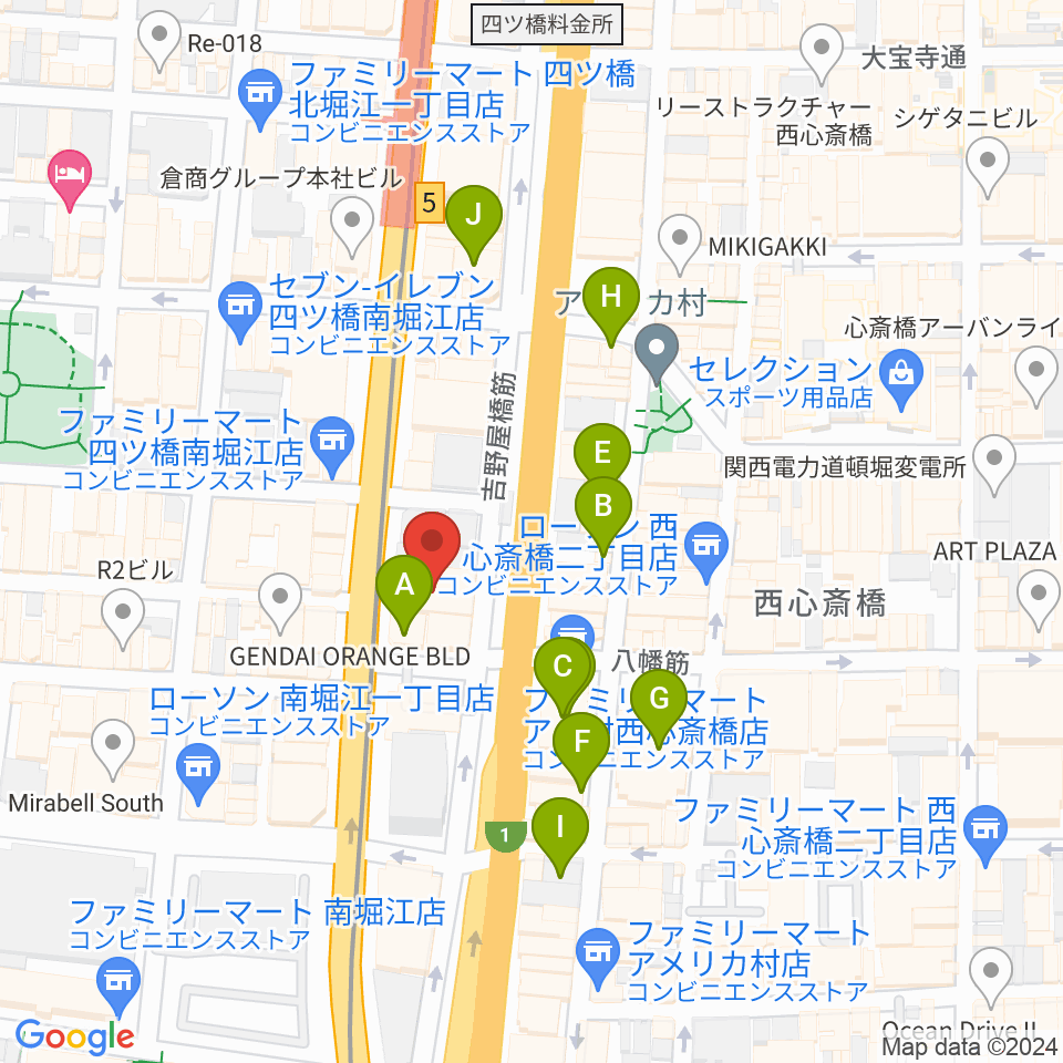 ヤマハミュージック 大阪なんば店周辺のホテル一覧地図