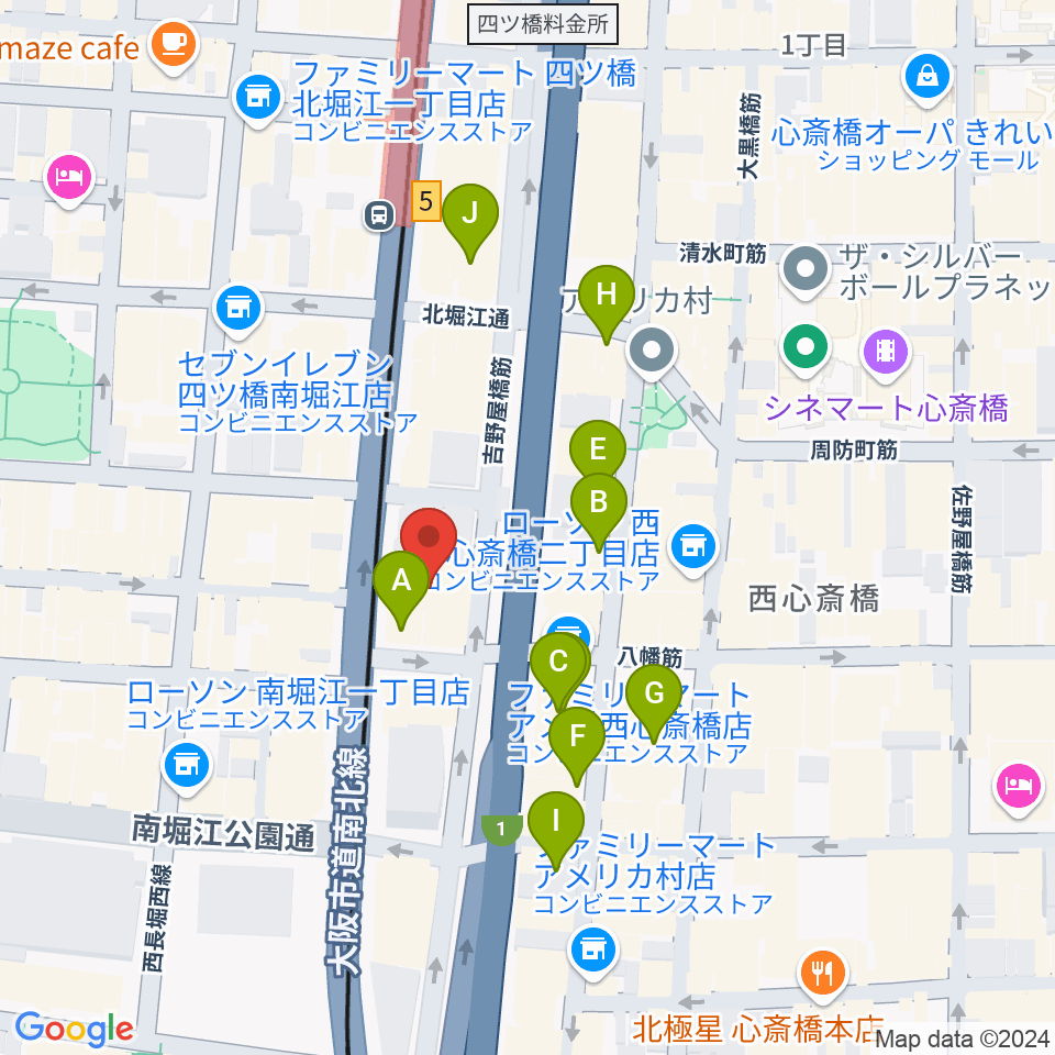 ヤマハミュージック 大阪なんば店周辺のホテル一覧地図