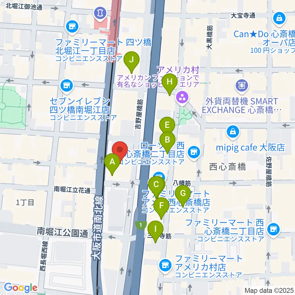 ヤマハミュージック 大阪なんば店周辺のホテル一覧地図
