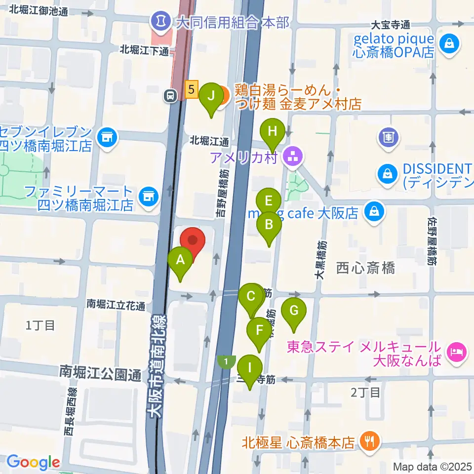 ヤマハミュージック 大阪なんば店周辺のホテル一覧地図