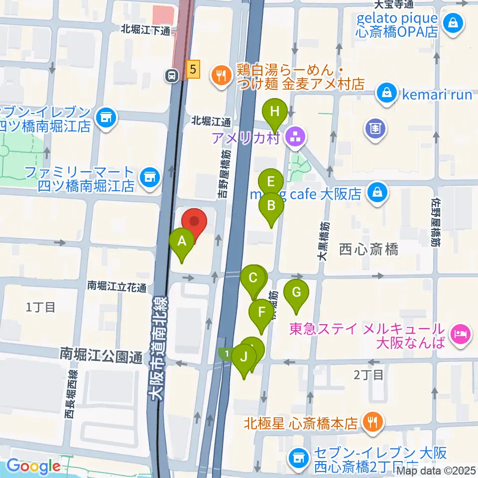 ヤマハミュージック 大阪なんば店周辺のホテル一覧地図