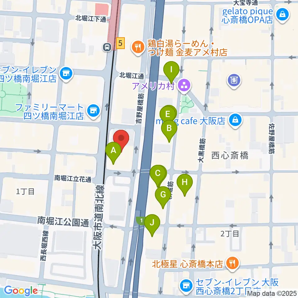 ヤマハミュージック 大阪なんば店周辺のホテル一覧地図