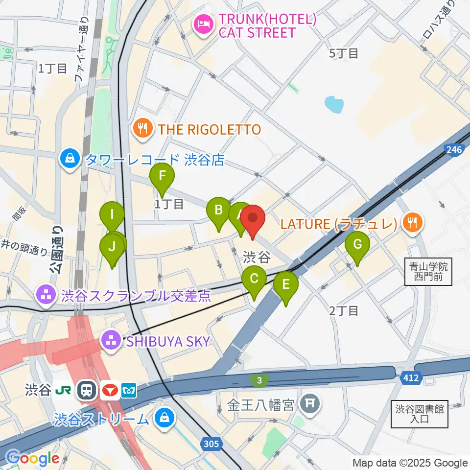 渋谷Family周辺のホテル一覧地図