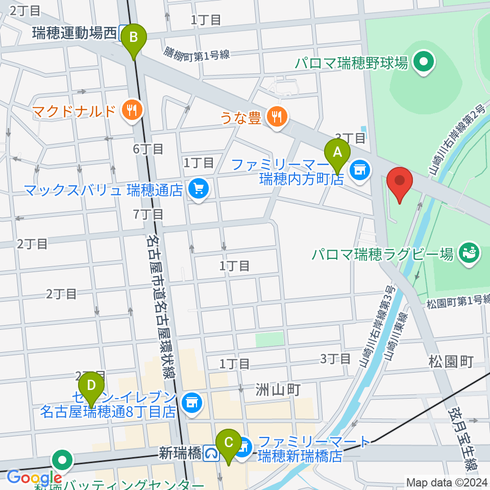 瑞穂文化小劇場周辺のホテル一覧地図