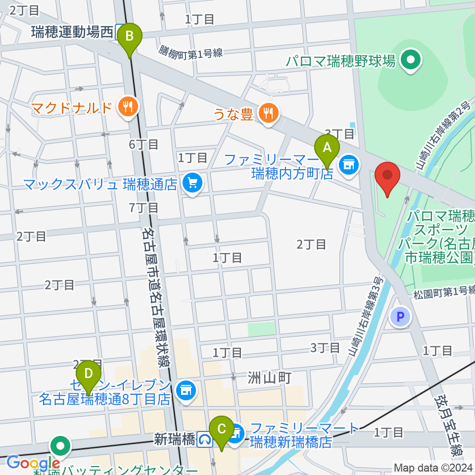 瑞穂文化小劇場周辺のホテル一覧地図