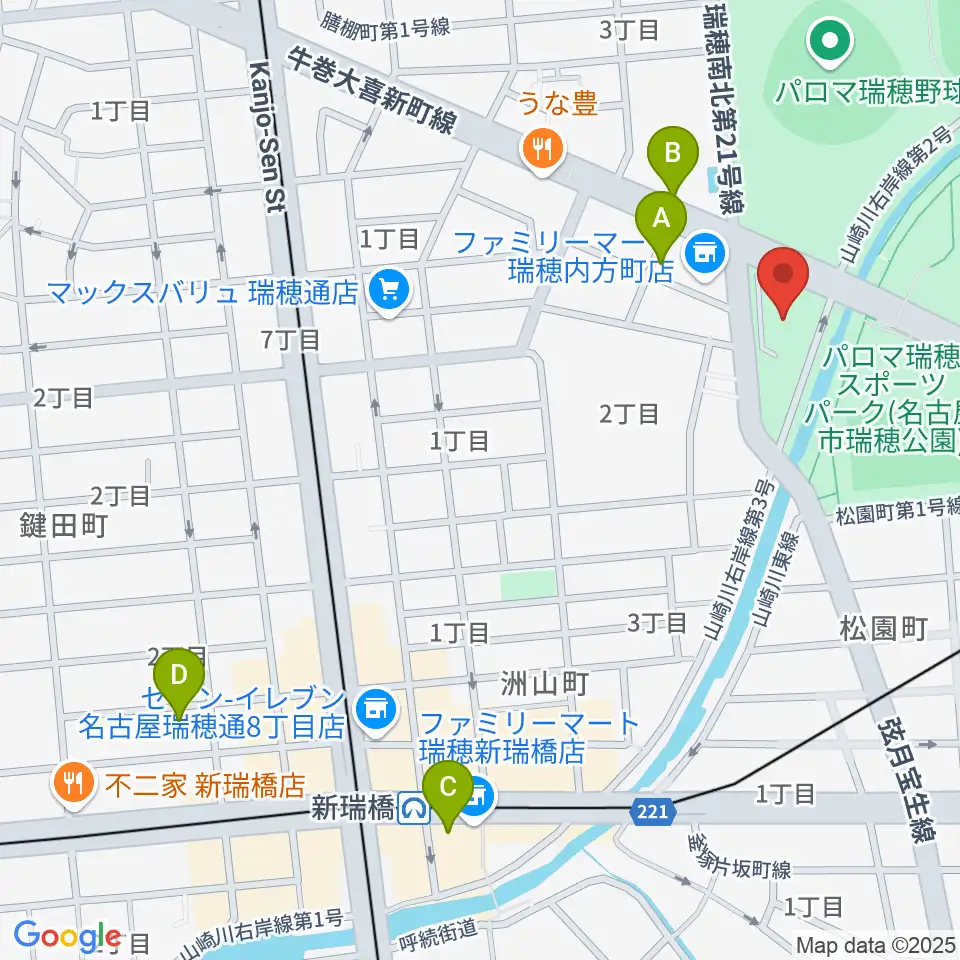 瑞穂文化小劇場周辺のホテル一覧地図