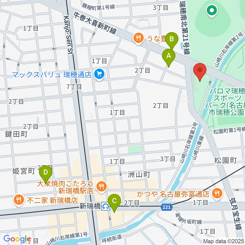 瑞穂文化小劇場周辺のホテル一覧地図