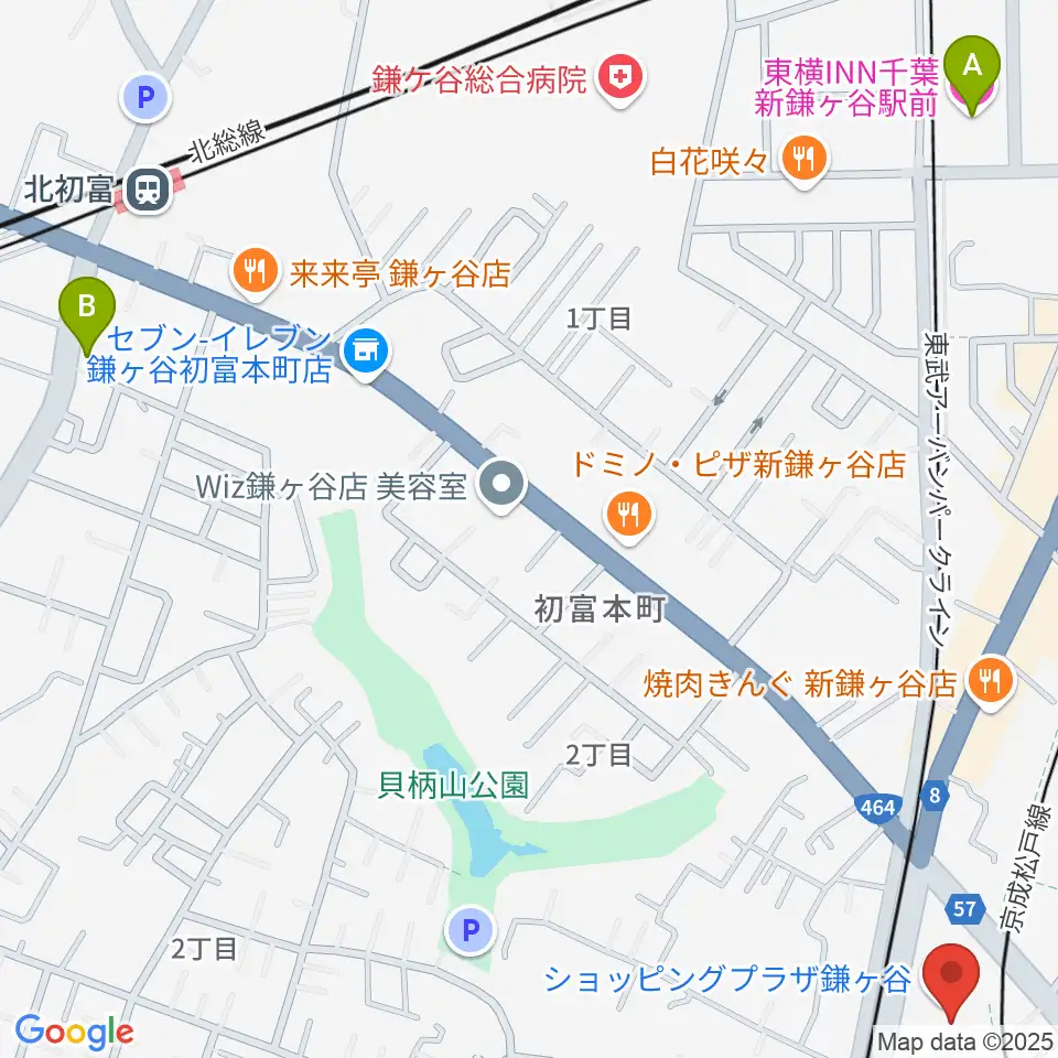 きらり鎌ケ谷市民会館・きらりホール周辺のホテル一覧地図