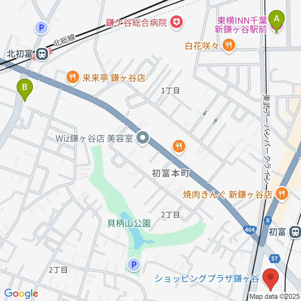 きらり鎌ケ谷市民会館・きらりホール周辺のホテル一覧地図