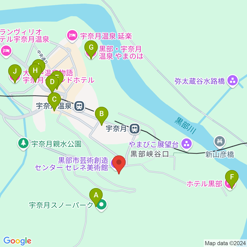 黒部市宇奈月国際会館セレネ周辺のホテル一覧地図