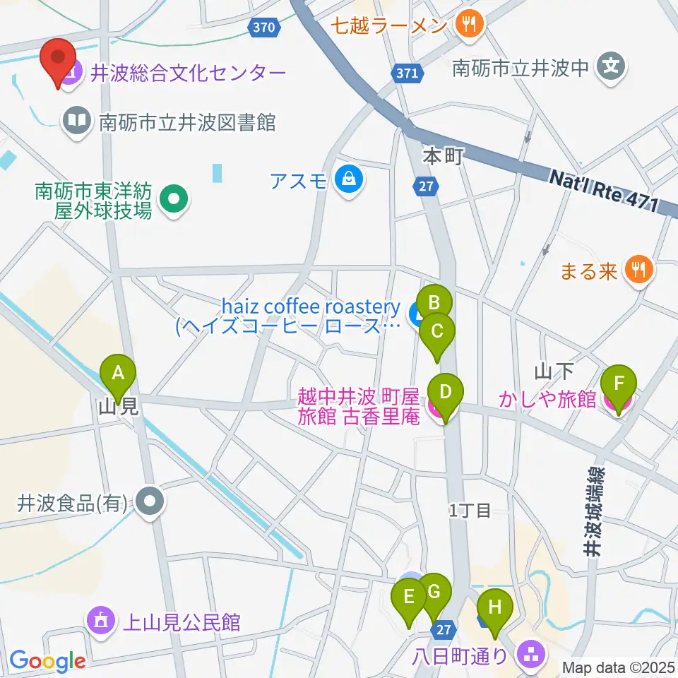 井波総合文化センター周辺のホテル一覧地図