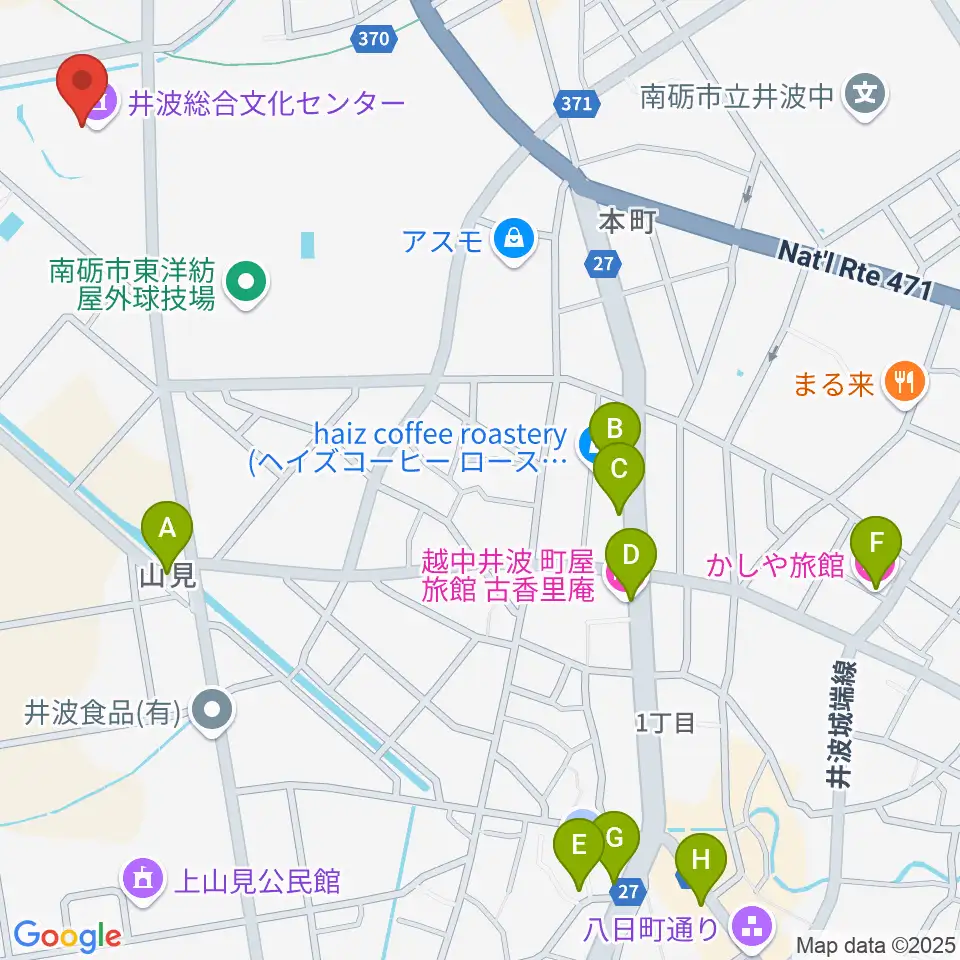 井波総合文化センター周辺のホテル一覧地図