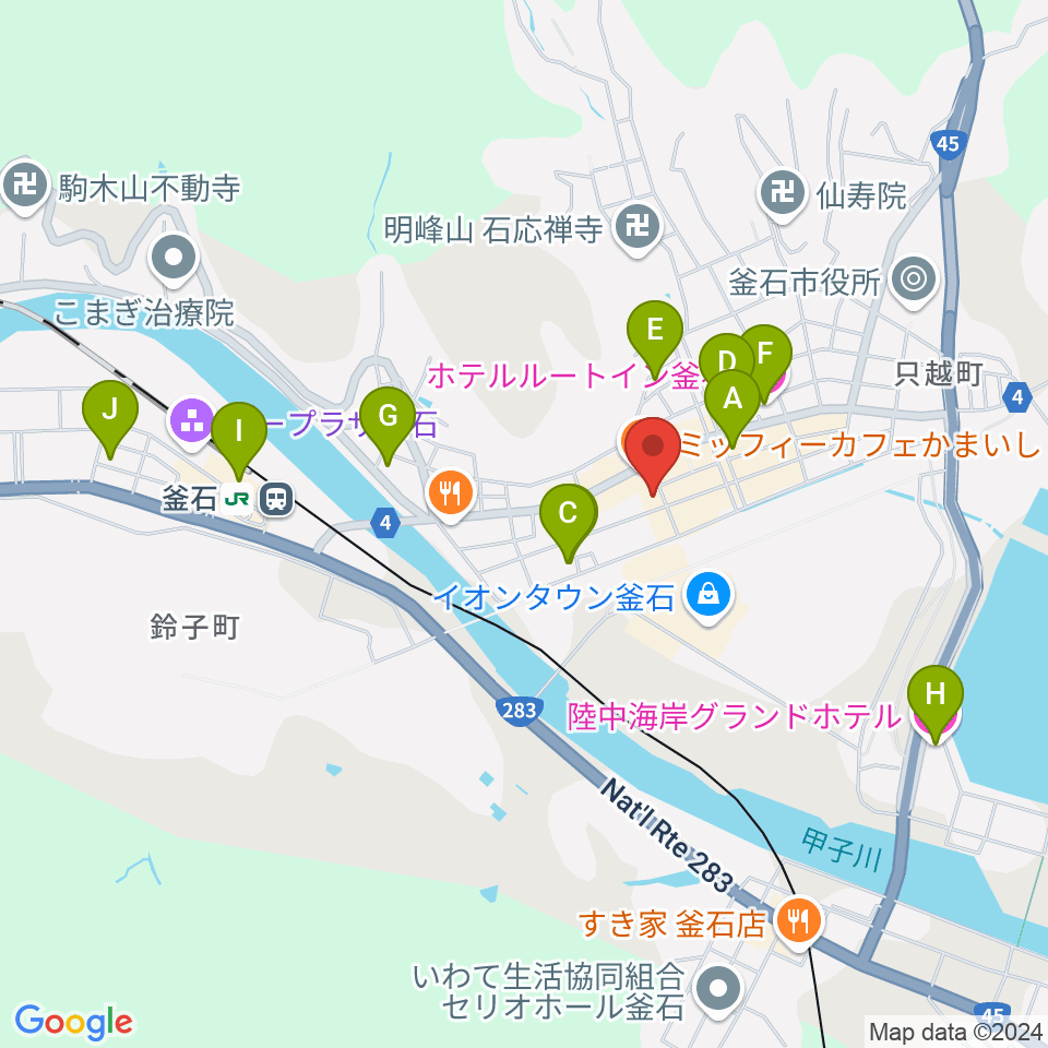 釜石PIT周辺のホテル一覧地図