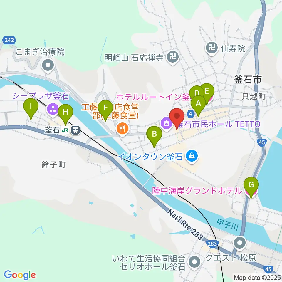釜石PIT周辺のホテル一覧地図
