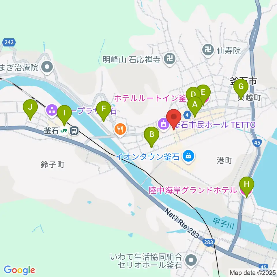 釜石PIT周辺のホテル一覧地図