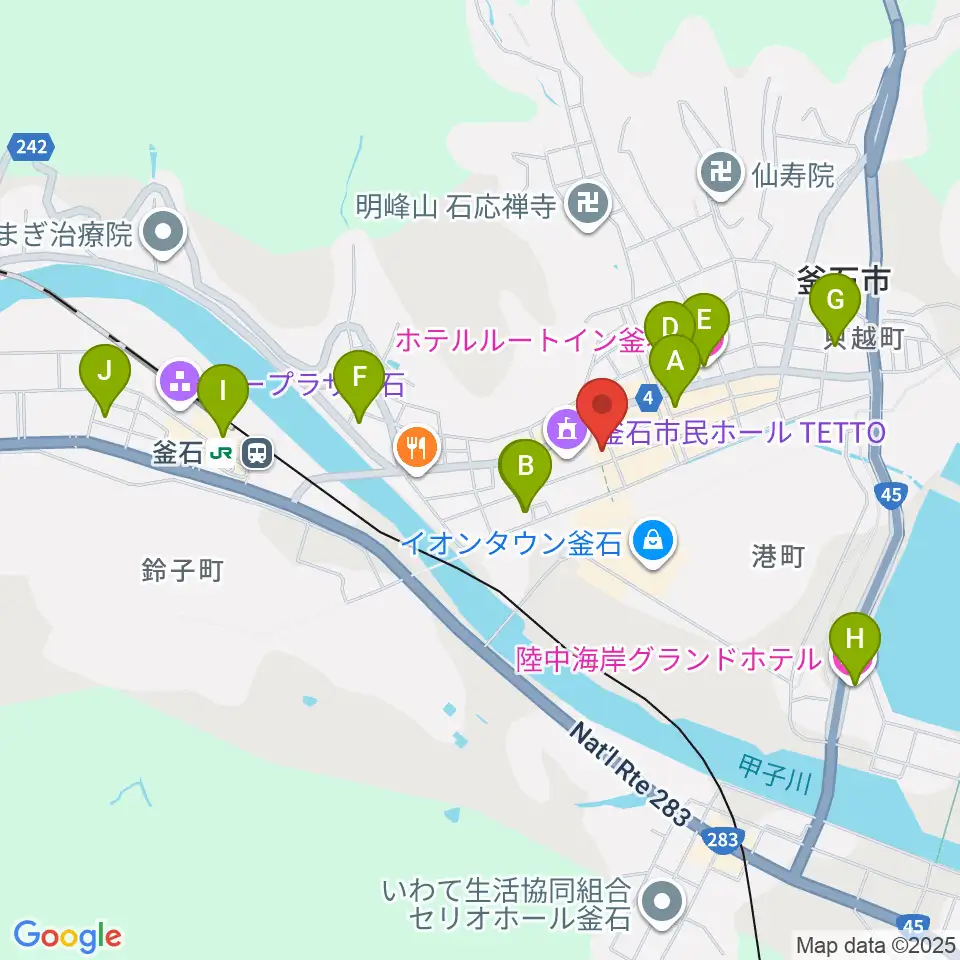 釜石PIT周辺のホテル一覧地図