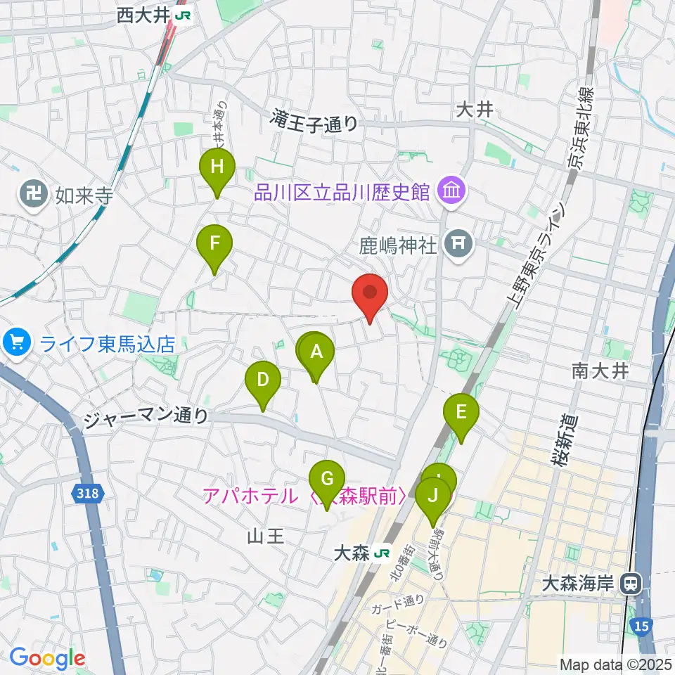 山王オーディアム周辺のホテル一覧地図