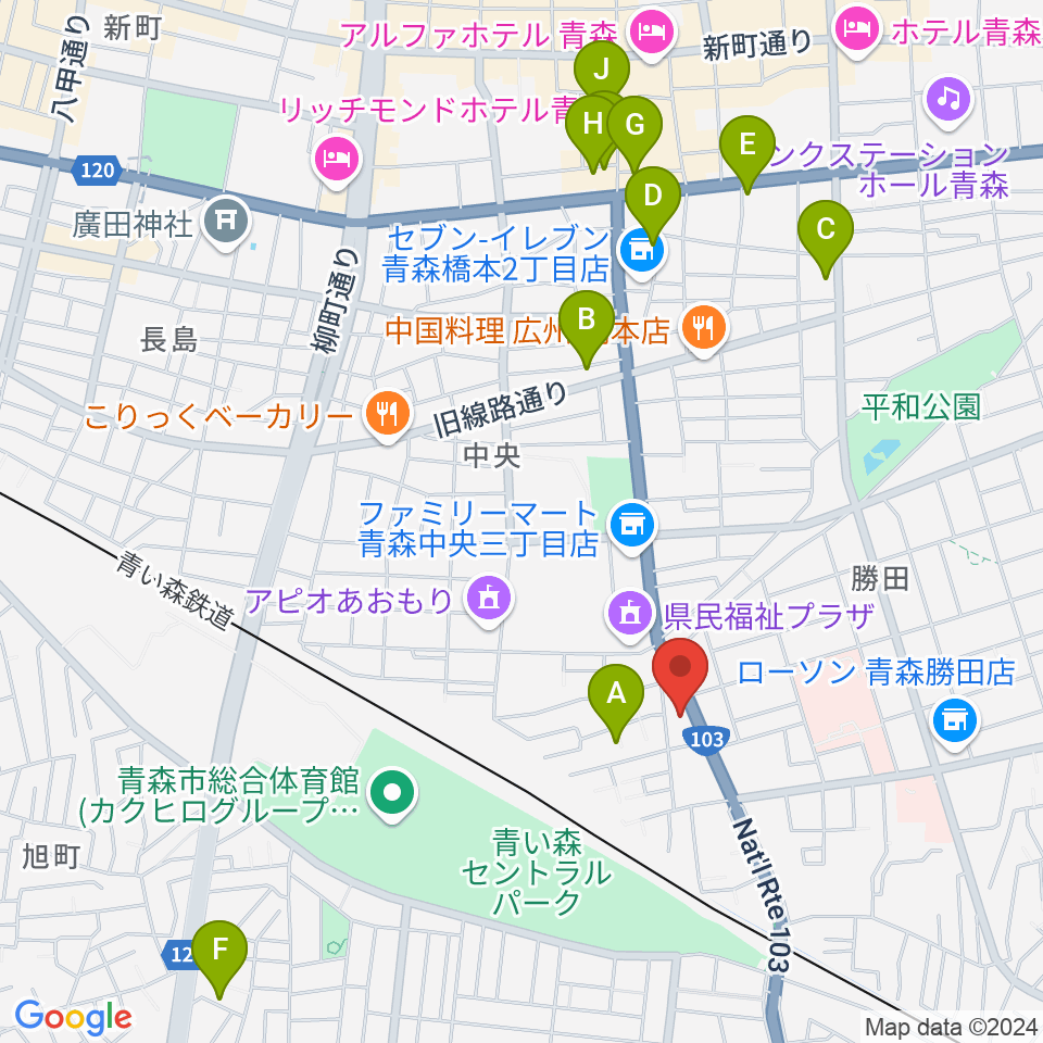 青森サブライム周辺のホテル一覧地図