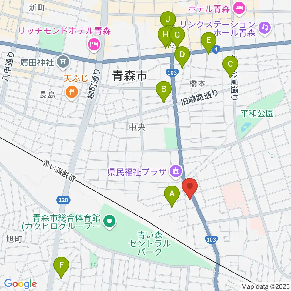 青森サブライム周辺のホテル一覧地図