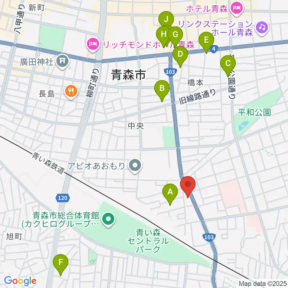 青森サブライム周辺のホテル一覧地図