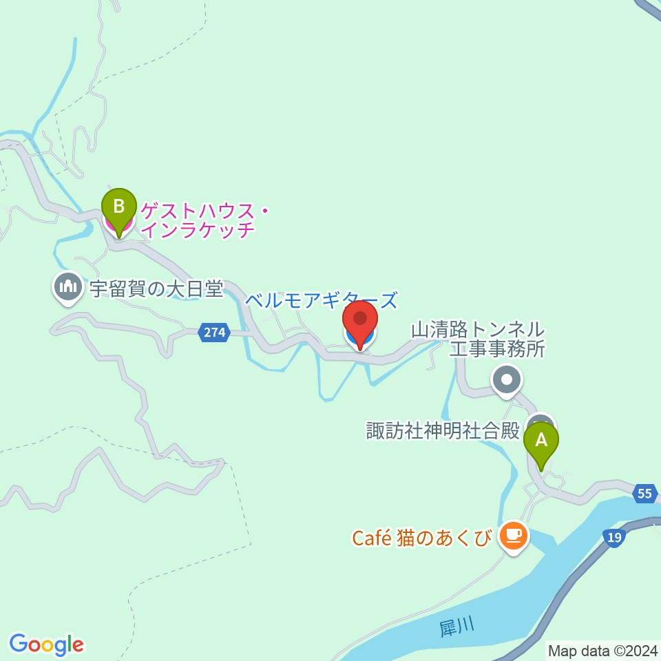 ベルモアギターズ周辺のホテル一覧地図